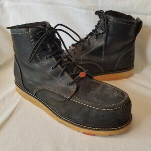BRUNT Workwear Men's 6" Marin Composite Toe Waterproof Wedge Work Boot BLACK